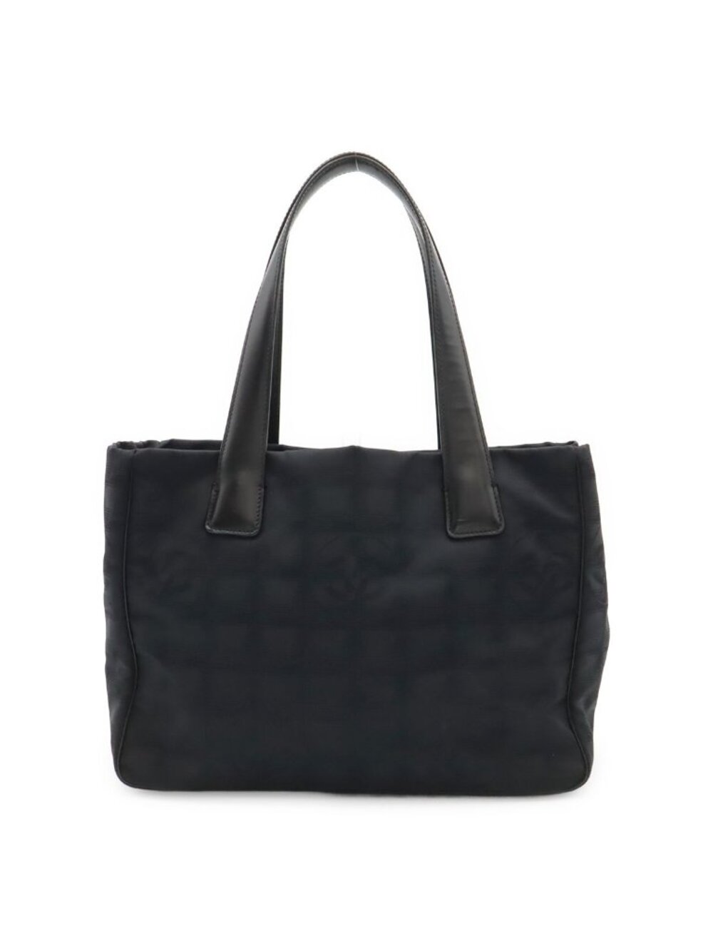 Chanel New Travel Line Tote PM Shoulder Bag Nylon Jacquard Leather Black